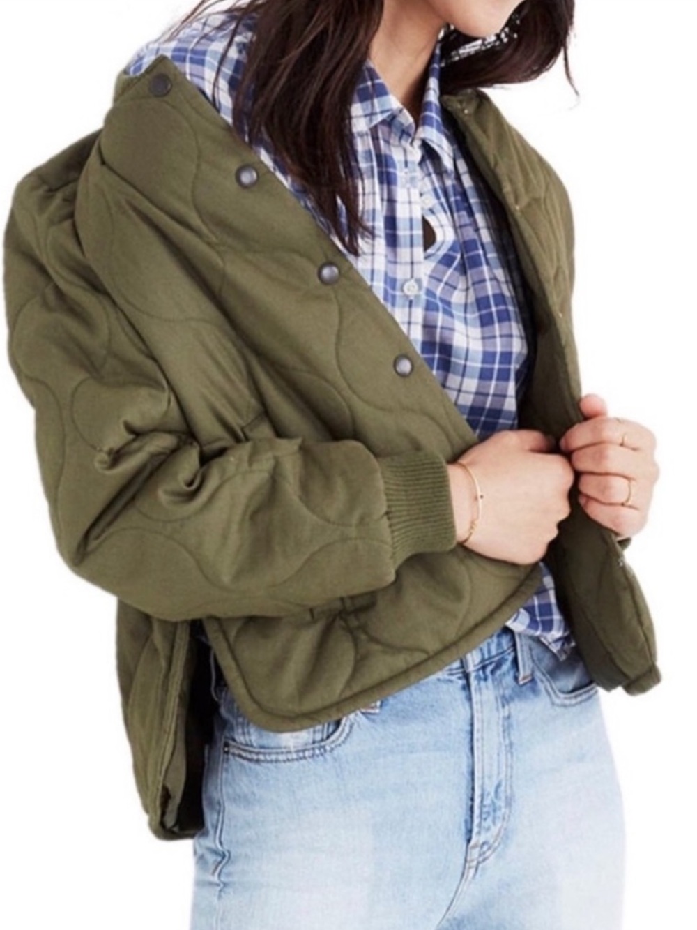 Madewell Quilted Olive Green Jacket - Picture 6 of 8